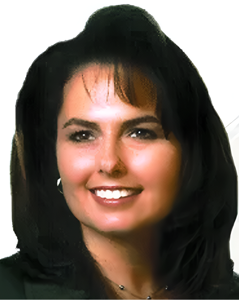 Portrait of a woman with medium-length dark hair